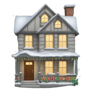 House with christmas decorations and snow  sticker