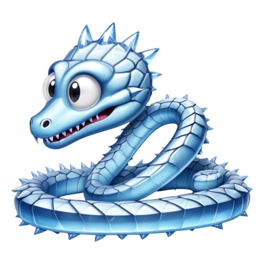 A snake made of ice with cute googly eyes, the scales are spiky sticker