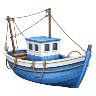 Design a small fishing boat with nets sticker