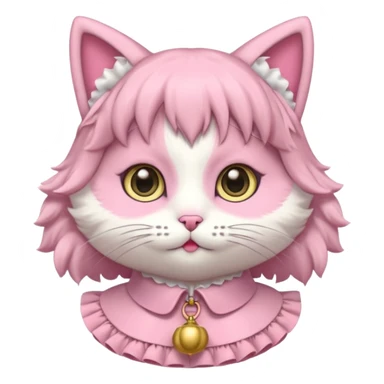 neko with big eyes, bell ruffle coller pink  sticker