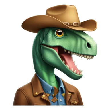 Dinosaur with a cowboy hat on his head sticker
