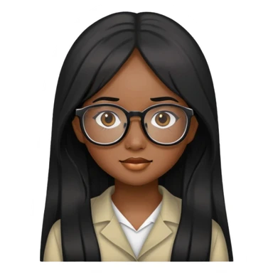 young Vietnamese girl head with long black hair and glasses sticker