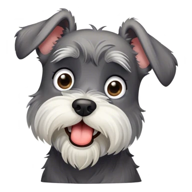 Cinematic Cute Yawning Miniature Schnauzer Portrait Emoji, Head cocked with a wide, adorable yawn and droopy, charming eyes, featuring a neatly trimmed, lovable salt-and-pepper fur, simplified yet irresistibly cute, highly detailed, glowing with a warm, relaxed radiance, high shine, exuding a sleepy yet spirited charm, styled with a soft, cozy glowing outline, capturing the essence of a Miniature Schnauzer mid-yawn, radiating pure, drowsy cuteness! sticker