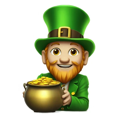 Leprechaun with pot of gold at rainbow end sticker