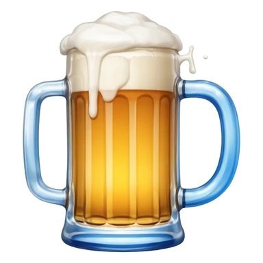 A large clear glass mug with a bright blue liquid inside.  Make the mug thicker and white/clear, not blue. beer stein. Handle is not blue. The walls of the mug are very thick and white sticker