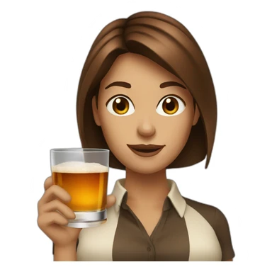 Woman brown hair drink whisky sticker