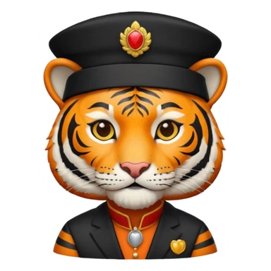 black suited tiger with fes hat sticker
