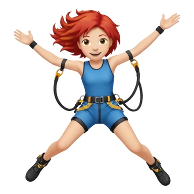 bungee jumping face only with hair flying red hair sticker