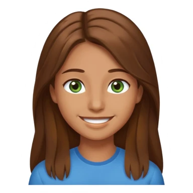 Im kinda a mixed between tan and pale   I have greenish blue hazel eyes I have brown long hair middle part and make me smiling  sticker