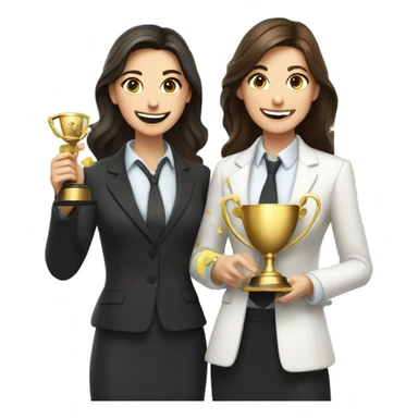 businesswoman two caucasian brunette girls celebrating sticker
