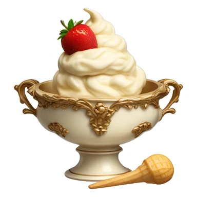 vintage ivory rococo bowl with ice cream sticker
