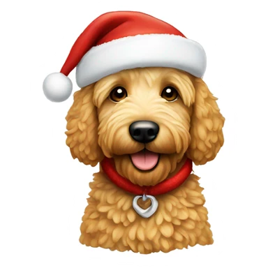 Mini Golden doodle with a Santa hat sticker