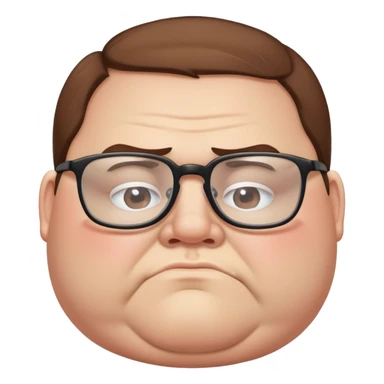 Obese white man with brown hair, bad acne, glasses  sticker