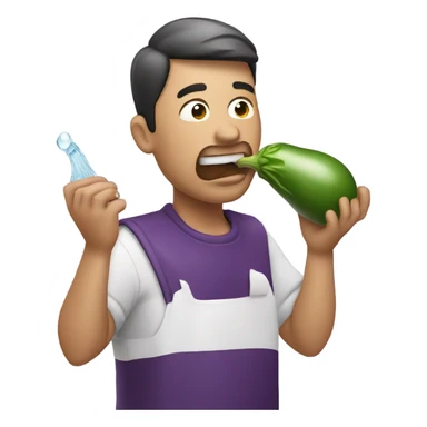 Man eating eggplant with water squirting out of it sticker