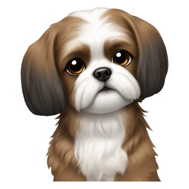 brown girl with black and white maltese shihtzu  sticker