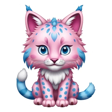 A pink lynx with blue eyes, full body sticker
