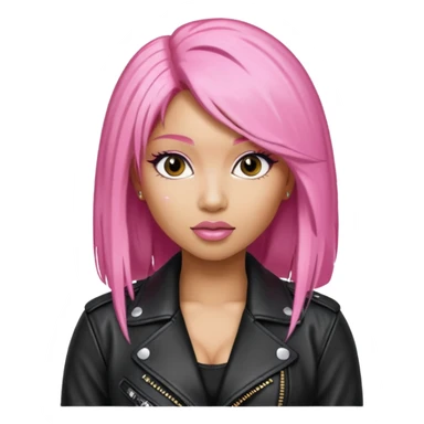Nicki Minaj pink hair wear leather jacket sticker