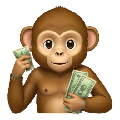 monkey holding money on sholdure sticker