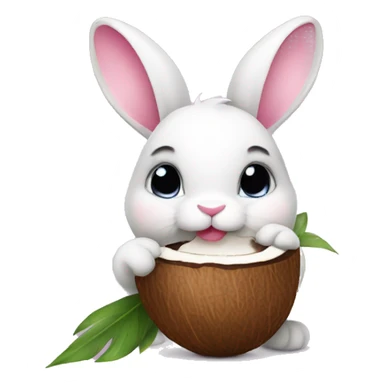Bunny with pink bow drinking coconut sticker
