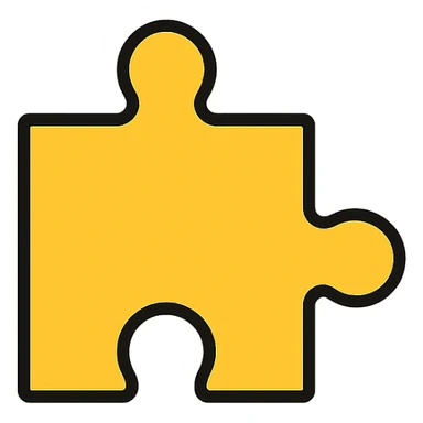 simple and bold puzzle piece in modern icon style sticker