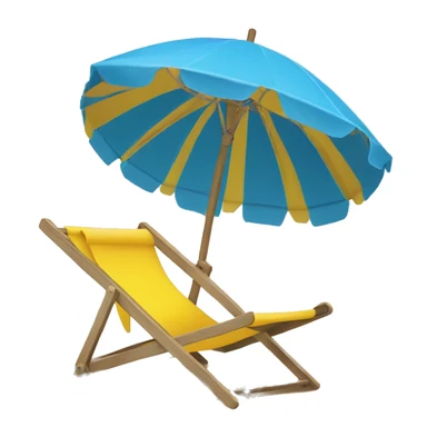 blue deckchair and yellow parasol at the beach sticker