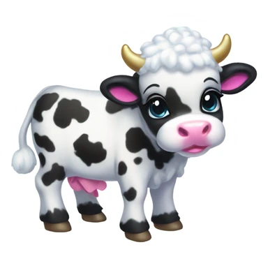 Lisa frank Christmas fluffy baby cow sticker