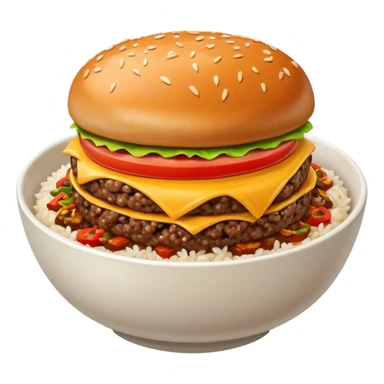 I want a hamburger patty on a bowl of rice sticker