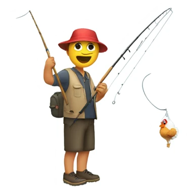 person fishing with fried chicken on the fishing pole sticker