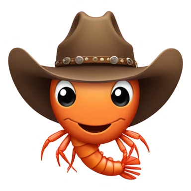 Shrimp in a cowboy hat with a gun sticker
