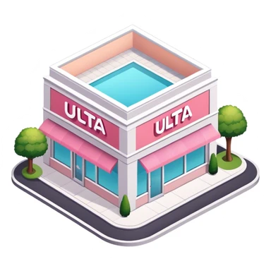 ULTA beauty store, isometric exterior view sticker