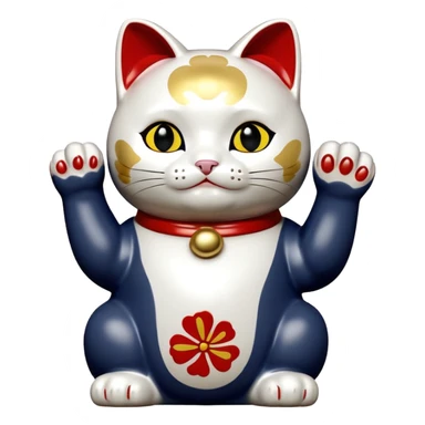 maneki neko, classic white lucky cat, one paw raised sticker