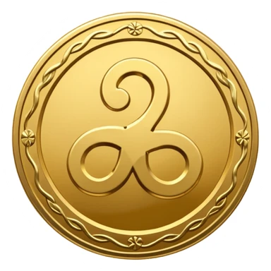 Gold coin with a triskelion sticker