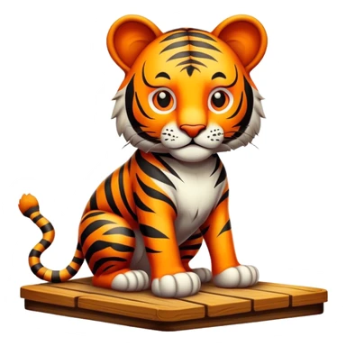 Vintage circus tiger on platform sticker