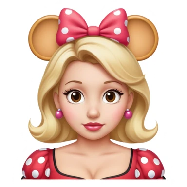 Thick Woman Hazel eyes blonde hair Minnie mouse ears sticker