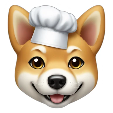 Shiba dog chef with a hand with one finger up close to its face asking you to wait sticker