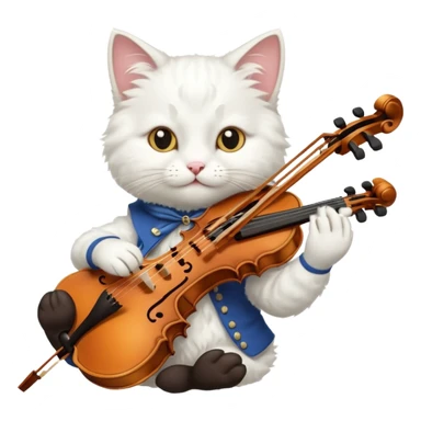white cat play violin sticker