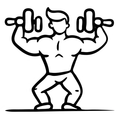 gym icon, hand-drawn black outlined style sticker