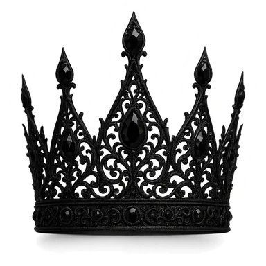 gothic black crown with intricate filigree, black diamonds, dramatic silhouette sticker