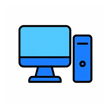 modern minimalist computer icon in line-art style, light and deep blue lines, white background, no shading or gradients, professional clean look, 1:1 aspect ratio, icon style, inspired by AlefStudio branding sticker