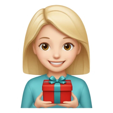 Girl giving a gift sticker