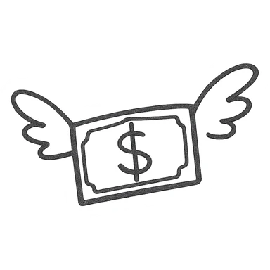 dollar bill with wings sticker