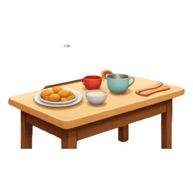 A cozy home kitchen in clean emoji-style illustration. Warm colors, simple shapes, homemade dishes on the counter, friendly atmosphere, flat design, high contrast, clear outlines. sticker