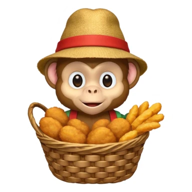Monkey with a hat and chicken nuggets sticker