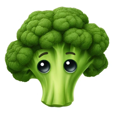 A sad broccoli with downcast eyes and a trembling lip looks upset, as if saying goodbye. sticker