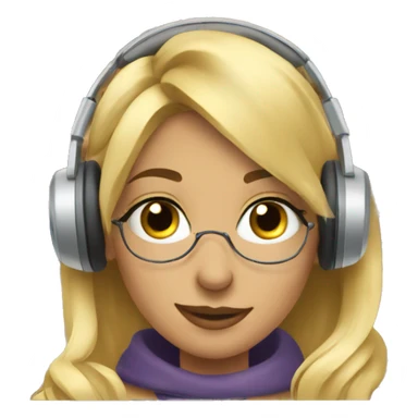 Blonde woman with headphones Studying in library looking at iPad  sticker