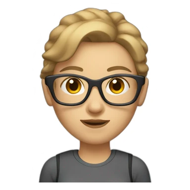 White Sports Girl with short light brown hair glasses  dumbbell sticker