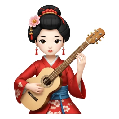 geisha play guitar sticker