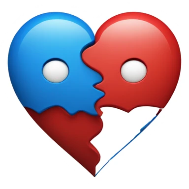 Heart that is Split in half with one side being red and the other being blue sticker