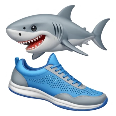 Un tiburón con zapatos tenis azules  sticker