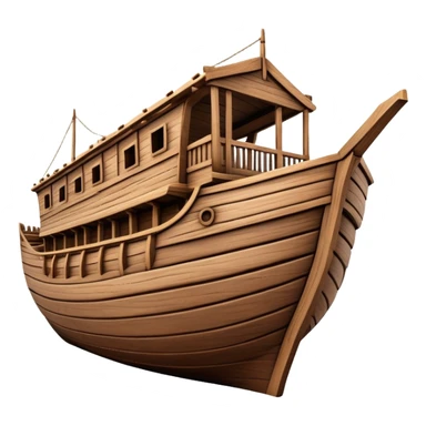 Empty wooden Noah's ark ship, massive and wide with no animals, realistic detailed wooden structure sticker